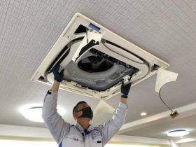 【神戸市　オフィス(事務所)】業務用エアコン分解洗浄